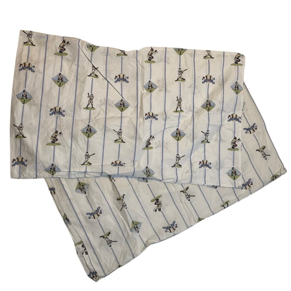 Pottery Barn Kids Baseball Allstars Pillow Cases Set of 2 Standard 100% Cotton
